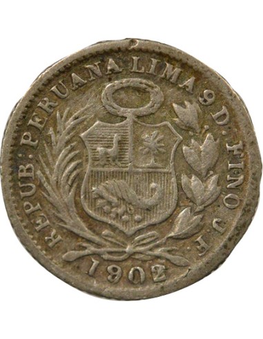 Pérou 1/2 Dinero Argent - 1902/0 Lima 1 dinero Argent 1902/0 BF Lima