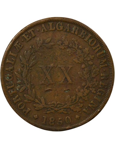 Portugal Maria II Marie II - 20 Reis - 1850 Lisbonne 20 reis Cuivre 1850 Lisbonne