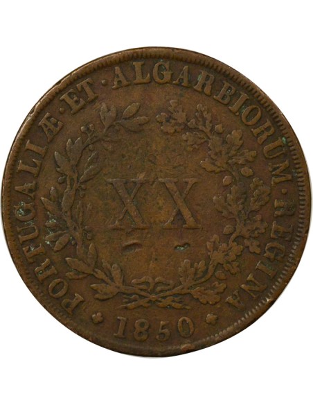 Portugal Maria II Marie II - 20 Reis - 1850 Lisbonne 20 reis Cuivre 1850 Lisbonne