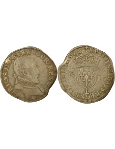 Henri II au nom de Henri II 1 teston Argent 1560 L Bayonne