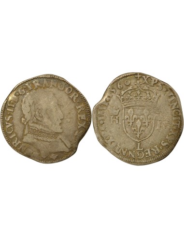 Henri II au nom de Henri II 1 teston Argent 1560 L Bayonne