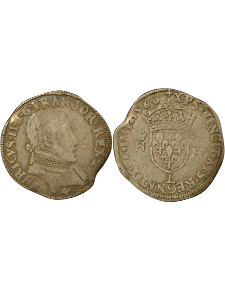 Henri II au nom de Henri II 1 teston Argent 1560 L Bayonne
