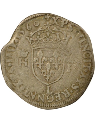 Henri II au nom de Henri II 1 teston Argent 1560 L Bayonne