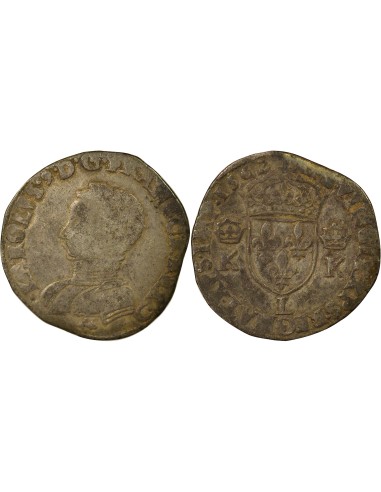 Charles IX 4e Type 1 teston Argent 1562 L Bayonne