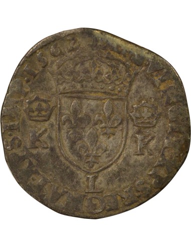 Charles IX 4e Type 1 teston Argent 1562 L Bayonne