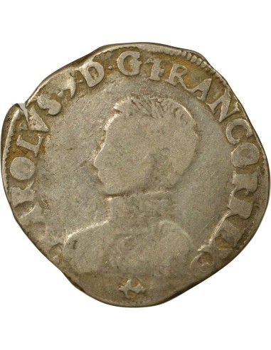Charles IX 4e Type 1 teston Argent 1563 L Bayonne