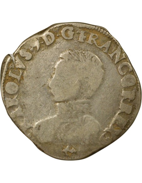 Charles IX 4e Type 1 teston Argent 1563 L Bayonne