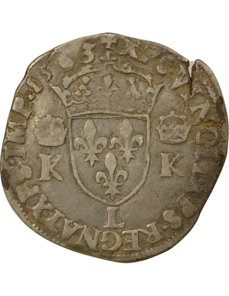 Charles IX 4e Type 1 teston Argent 1563 L Bayonne
