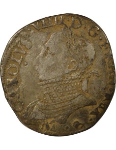 Charles IX au nom de Charles IX 1 teston Argent 1575 M Toulouse 2