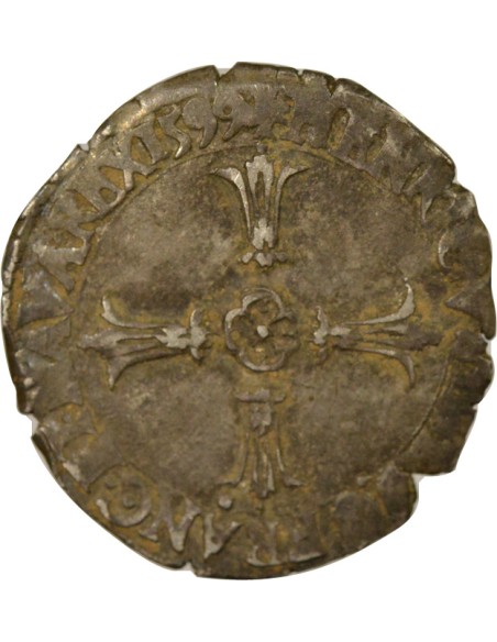 Roi de Navarre et de France Croix feuillue 1/8 écu Argent 1599 T Nantes
