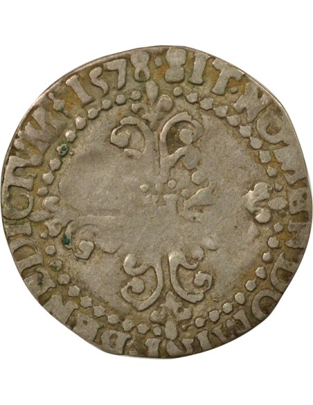 Henri III au Col Fraisé 1/4 franc Argent 1578 C Saint-Lô