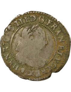 Henri III au Col Fraisé 1/4 franc Argent 1588 F Angers 2