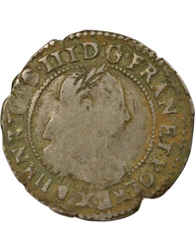 Henri III au Col Fraisé 1/4 franc Argent 1588 F Angers