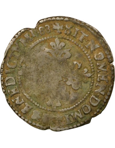 Henri III au Col Fraisé 1/4 franc Argent 1588 F Angers