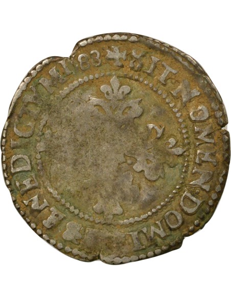 Henri III au Col Fraisé 1/4 franc Argent 1588 F Angers