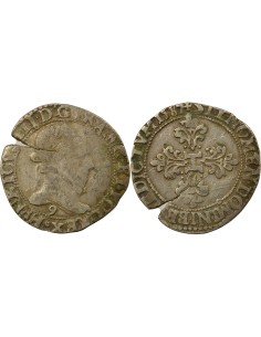 Henri III au Col Plat 1/2 franc Argent 1587 9 Rennes