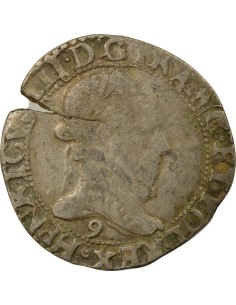 Henri III au Col Plat 1/2 franc Argent 1587 9 Rennes 2