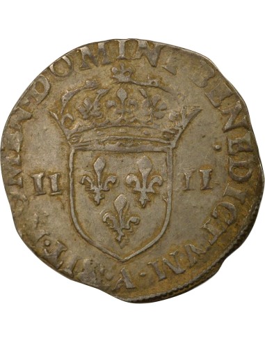 Charles X Cardinal de Bourbon Croix de Face 1/4 écu Argent 1590 A - Paris