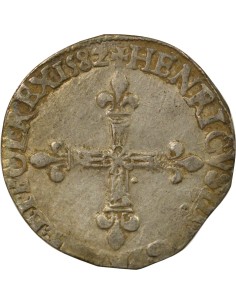 Henri III Croix de Face 1/4 écu Argent 1582 9 Rennes 2