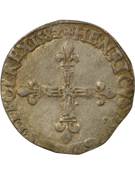 Henri III Croix de Face 1/4 écu Argent 1582 9 Rennes
