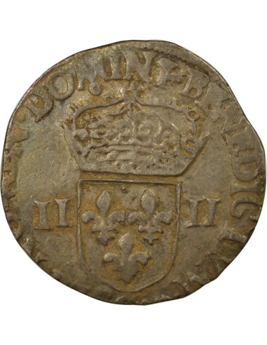 Henri III Croix de Face 1/4 écu Argent 1582 9 Rennes