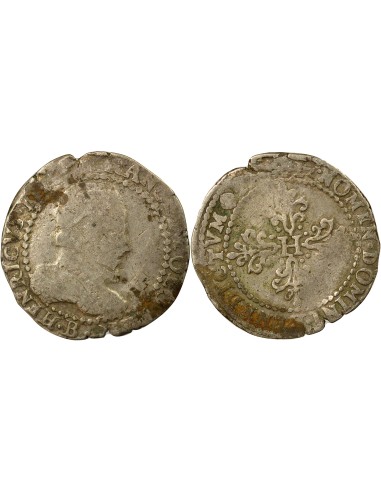 Henri III au Col Plat 1/2 franc Argent 1575-1582 B Rouen