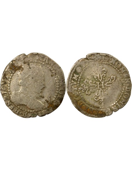 Henri III au Col Plat 1/2 franc Argent 1575-1582 B Rouen