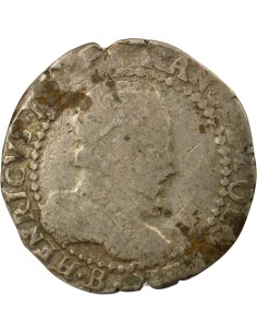 Henri III au Col Plat 1/2 franc Argent 1575-1582 B Rouen 2
