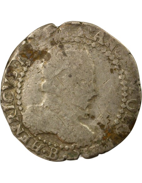 Henri III au Col Plat 1/2 franc Argent 1575-1582 B Rouen