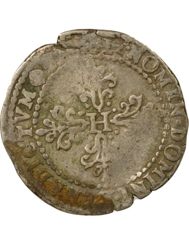 Henri III au Col Plat 1/2 franc Argent 1575-1582 B Rouen
