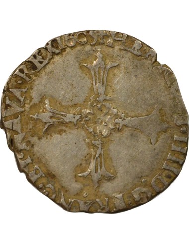 Roi de Navarre et de France Croix Feuillue 1/8 écu Argent 1605 T Nantes
