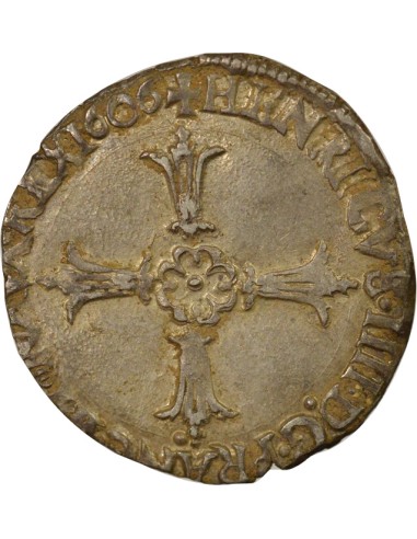Roi de Navarre et de France Croix Feuillue 1/8 écu Argent 1606 T Nantes