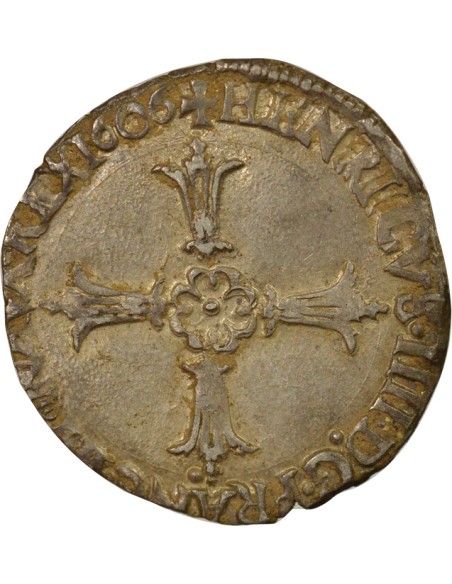 Roi de Navarre et de France Croix Feuillue 1/8 écu Argent 1606 T Nantes