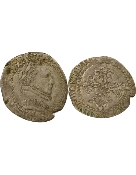 Henri III au Col Plat 1/4 franc Argent 1576-1590 I Limoges