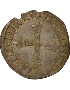 Henri III Croix de Face 1/4 écu Argent 1589 T Nantes 2