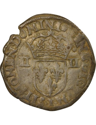 Henri III Croix de Face 1/4 écu Argent 1589 T Nantes