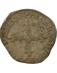 Henri III Croix de Face 1/4 écu Argent 1589 9 Rennes 2