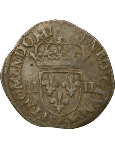Henri III Croix de Face 1/4 écu Argent 1589 9 Rennes