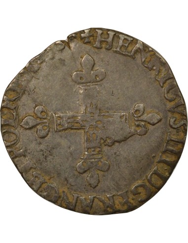 Henri III Croix de Face 1/4 écu Argent 1580-1585 9 Rennes