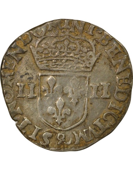 Henri III Croix de Face 1/4 écu Argent 1580-1585 9 Rennes
