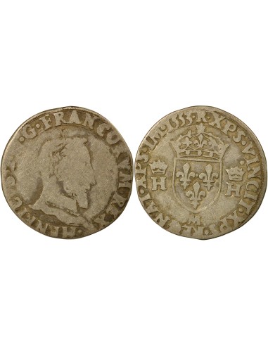 Henri II 5e Type 1/2 teston Argent 1553 M Toulouse