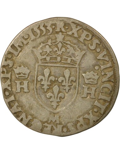 Henri II 5e Type 1/2 teston Argent 1553 M Toulouse