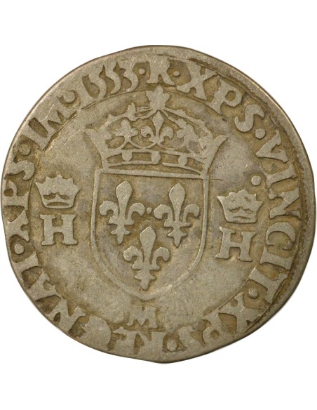 Henri II 5e Type 1/2 teston Argent 1553 M Toulouse