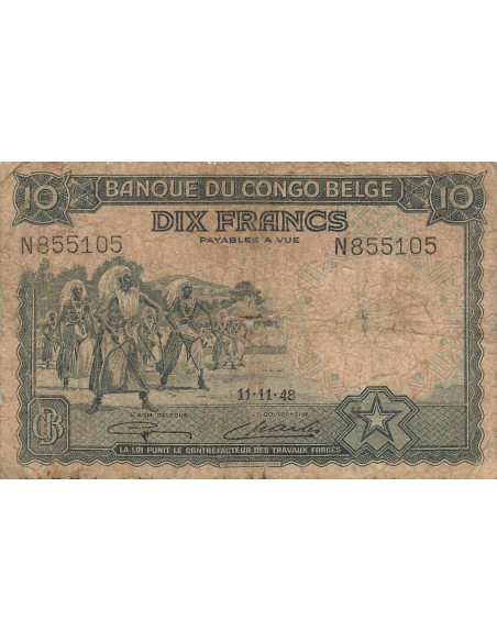 Congo Belge 10 Francs - 11-11-1948 - P.14E 10 francs 1948