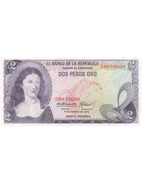 Colombie 2 Pesos Oro - 01-01-1973 - P.413a 2 pesos oro 1973