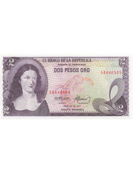 Colombie 2 Pesos Oro - 20-07-1977 - P.413b 2 pesos oro 1977