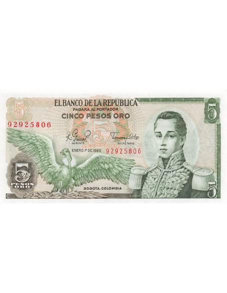 Colombie 5 Pesos Oro - 01-01-1980 - P.406f 5 pesos oro 1980
