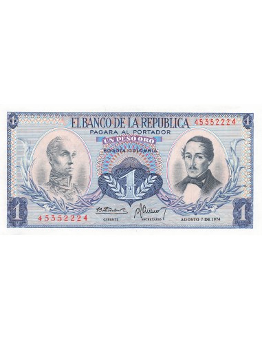 Colombie 1 Peso Oro - 07-08-1974 - P.404e 1 peso oro 1974