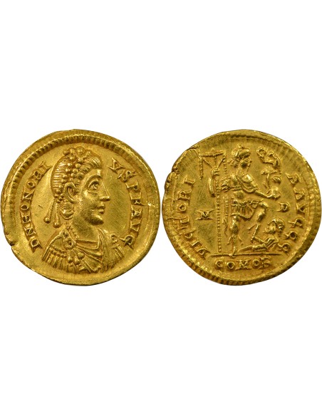 Rome Empire Honorius Empereur & Captif 1 solidus Or 397-402 M Milan