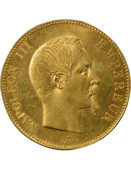 Napoléon III Tête nue 100 francs Or 1858 A - Paris